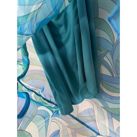 Abstract Retro Blue Swirl Halter Midi Dress Rabbit Rabbit Rabbit 12 - Picture 4 of 8